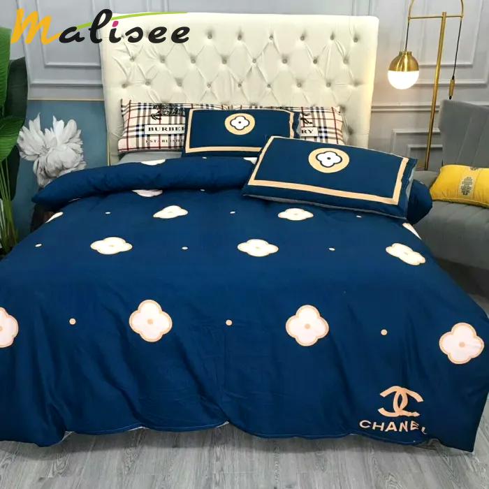 Chanel flower blue logo type 412 Bedding Sets premium fashion brand bed linen hyperbeast Bedroom covers sheets bedclothes home decor blankets luxury ideas bedspread duvet