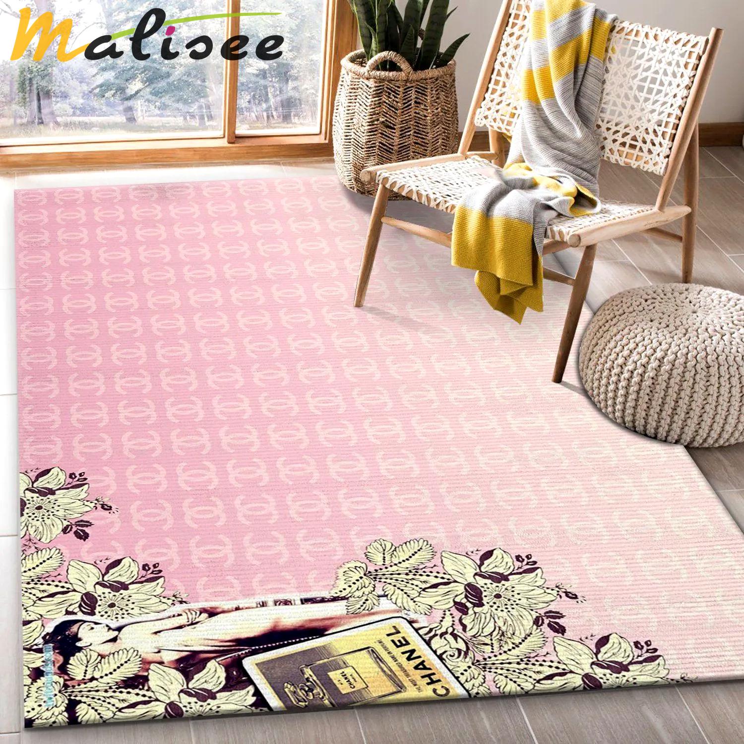 Chanel logo type 196. Upgrade Your Living Room with Luxury Home Decor: Area Carpets, Floor Decor, Door Mats, and Hot Gift Items with style a High-End Fashion Brand Rectangle Rug