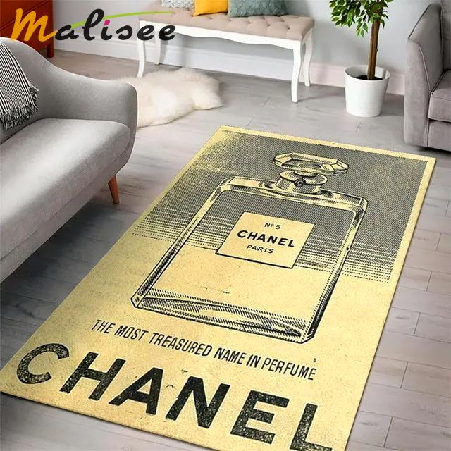 Chanel perfume logo type 23. Upgrade Your Living Room with Luxury Home Decor: Area Carpets, Floor Decor, Door Mats, and Hot Gift Items with style a High-End Fashion Brand Rectangle Rug