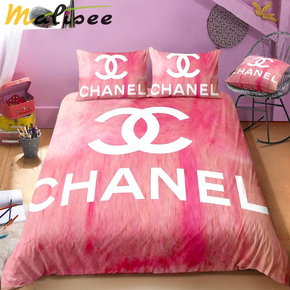 Chanel pink logo type 1742 Bedding Sets premium fashion brand duvet blankets bedclothes covers luxury ideas sheets home decor bedspread bed linen hyperbeast Bedroom