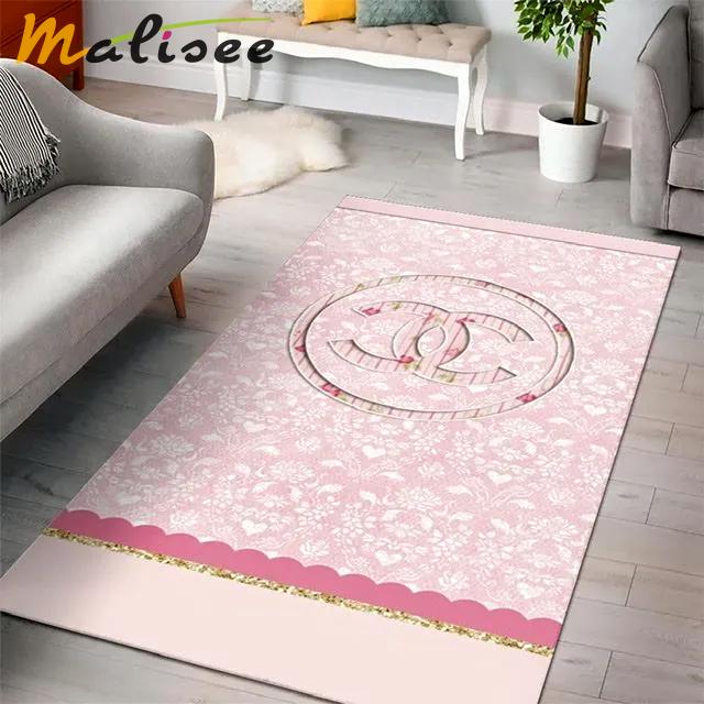 Chanel pinky logo type 21. Upgrade Your Living Room with Luxury Home Decor: Area Carpets, Floor Decor, Door Mats, and Hot Gift Items with style a High-End Fashion Brand Rectangle Rug