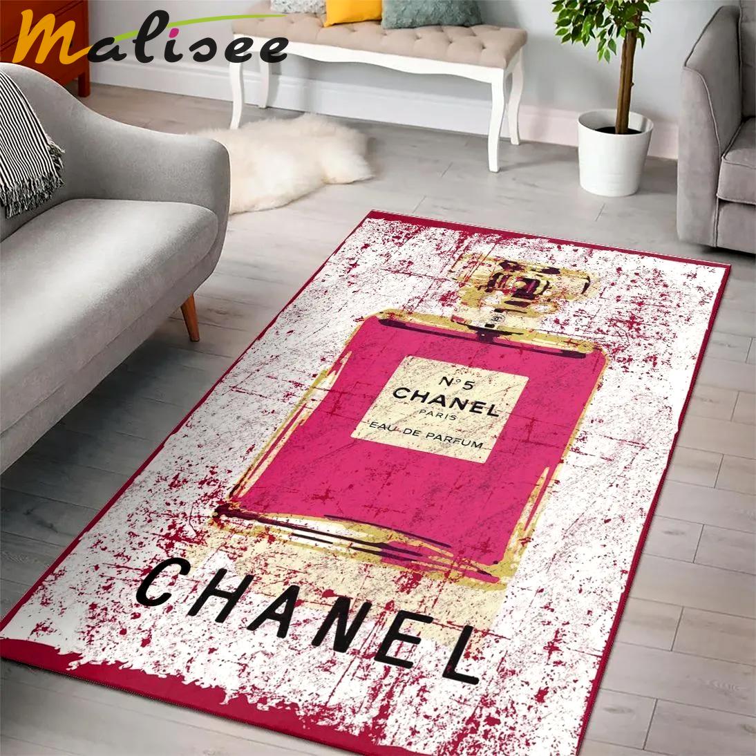 Chanel red perfume logo type 22. Upgrade Your Living Room with Luxury Home Decor: Area Carpets, Floor Decor, Door Mats, and Hot Gift Items with style a High-End Fashion Brand Rectangle Rug