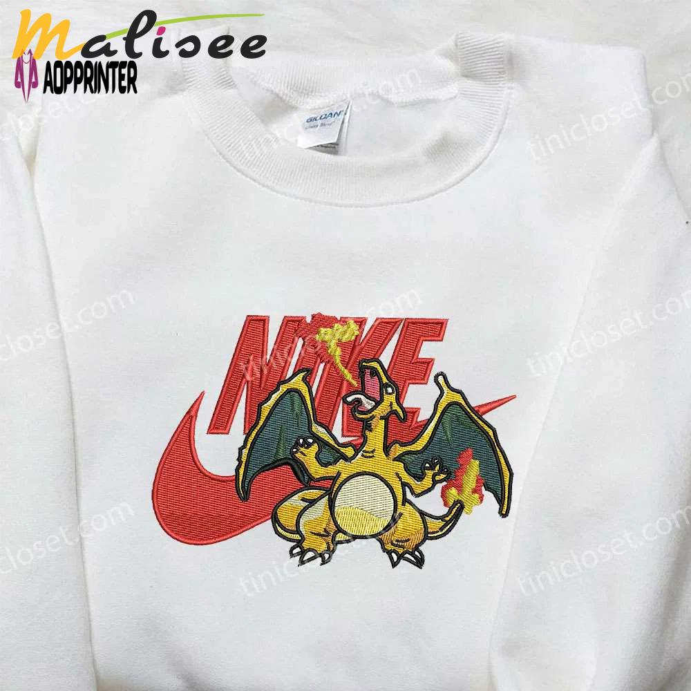 Charizard x nike embroidered sweatshirt: pokemon & nike inspired shirt Embroidered Shirt