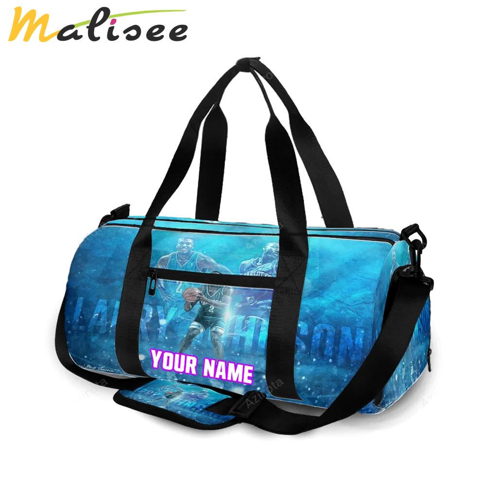 Charlotte hornets larry johnson1 personalized name travel bag gym bag 868 Travel Bag