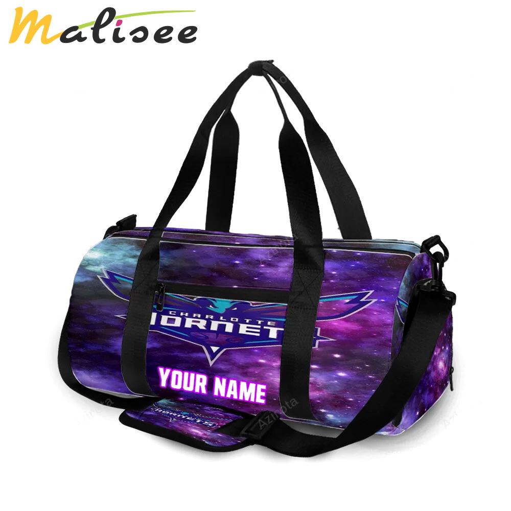 Charlotte hornets purple galaxy personalized name travel bag gym bag 1308 Travel Bag