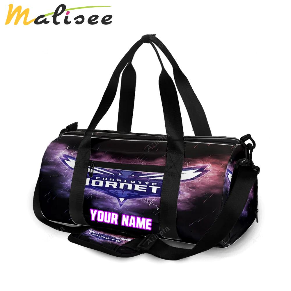 Charlotte hornets thunder raining personalized name travel bag gym bag 1744 Travel Bag