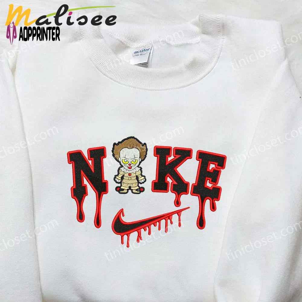 Chibi pennywise x nike embroidered sweatshirt: best it movie halloween gift Embroidered Shirt