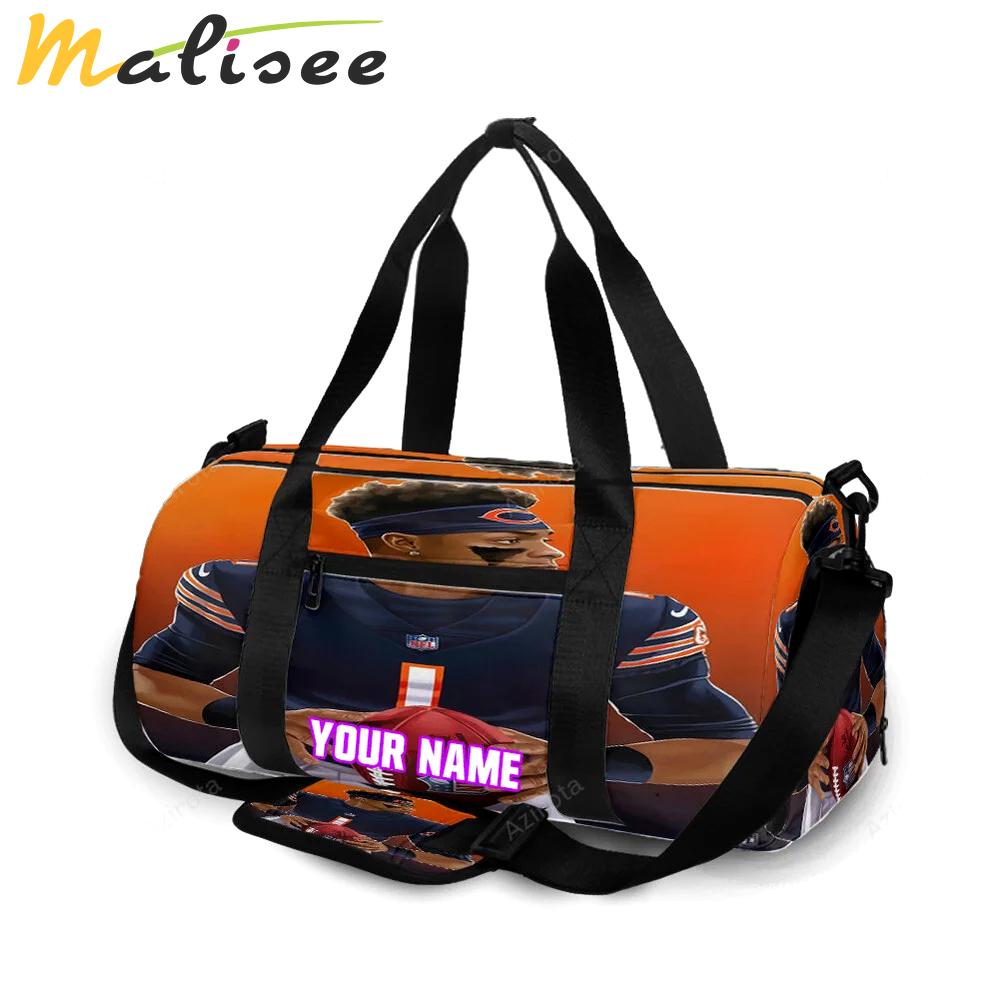Chicago bears justin fields10 personalized name travel bag gym bag 711 Travel Bag
