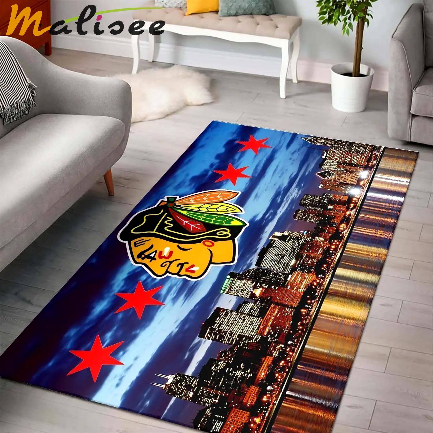 Chicago blackhawks area rug nhl carpet living room regtangle carpet v5037 Rectangle Rug