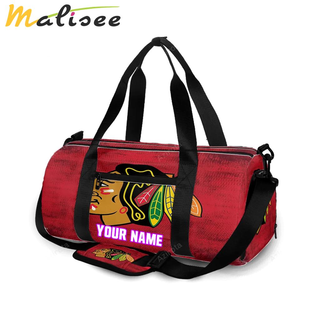 Chicago blackhawks emblem texture12 personalized name travel bag gym bag 2038 Travel Bag