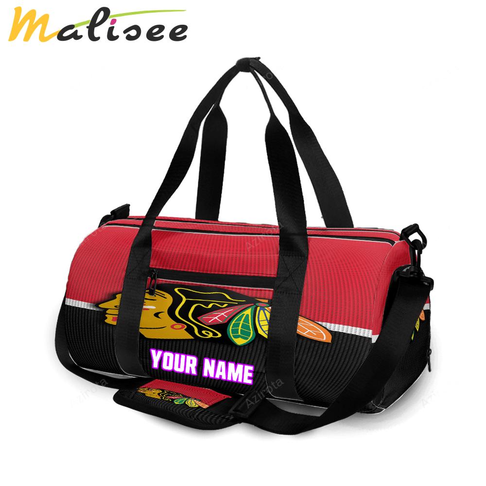 Chicago blackhawks emblem texture8 personalized name travel bag gym bag 2034 Travel Bag