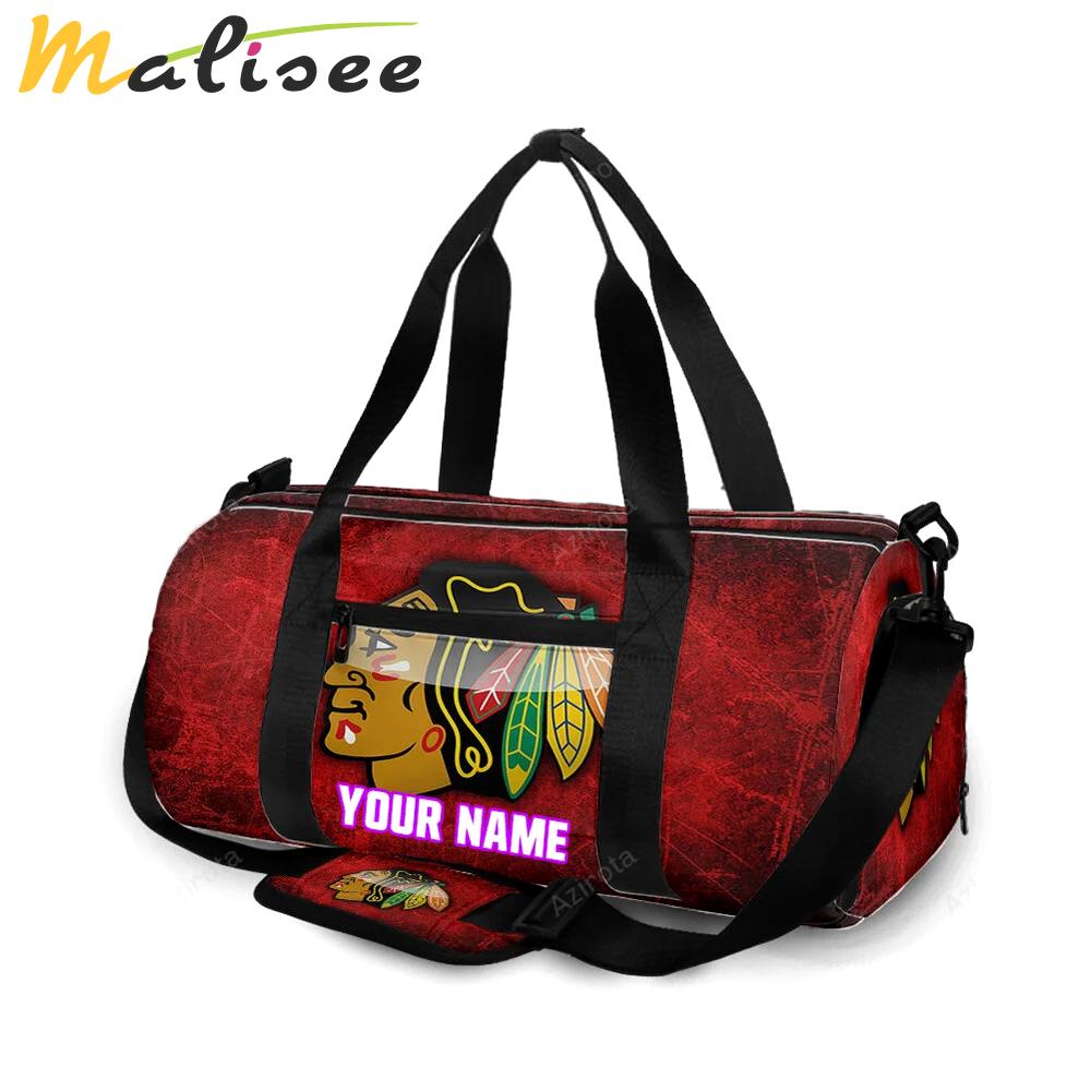 Chicago blackhawks emblem texture9 personalized name travel bag gym bag 1891 Travel Bag