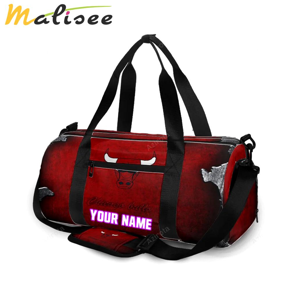 Chicago bulls emblem metal v26 personalized name travel bag gym bag 533 Travel Bag