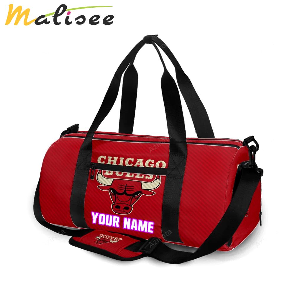 Chicago bulls emblem v2 personalized name travel bag gym bag 1130 Travel Bag