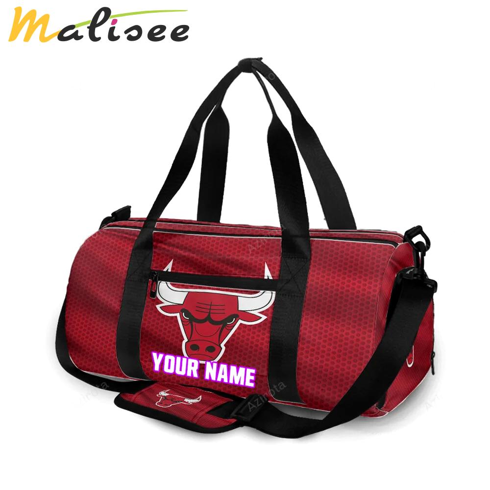 Chicago bulls emblem v3 personalized name travel bag gym bag 296 Travel Bag