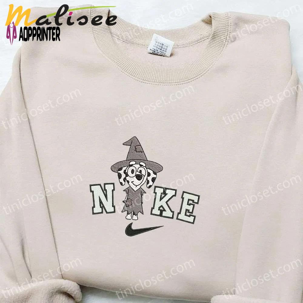 Chloe witch bluey x nike embroidered hoodie – adorable halloween sweatshirt nike inspired shirt Embroidered Shirt