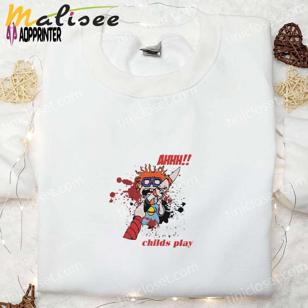 Chucky child s play embroidered shirt – horror movie halloween apparel Embroidered Shirt