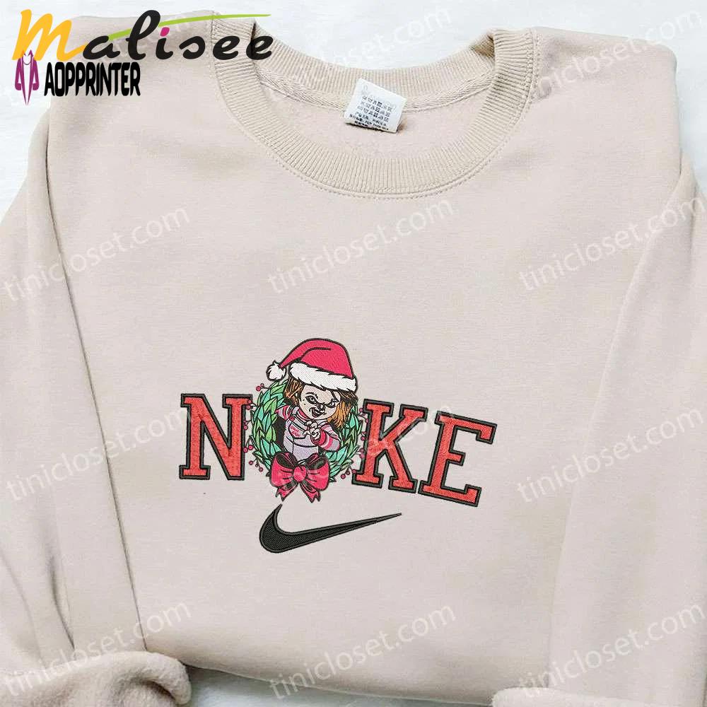 Chucky laurel wreath x nike christmas embroidered sweatshirt – best cartoon shirt for christmas gift Embroidered Shirt