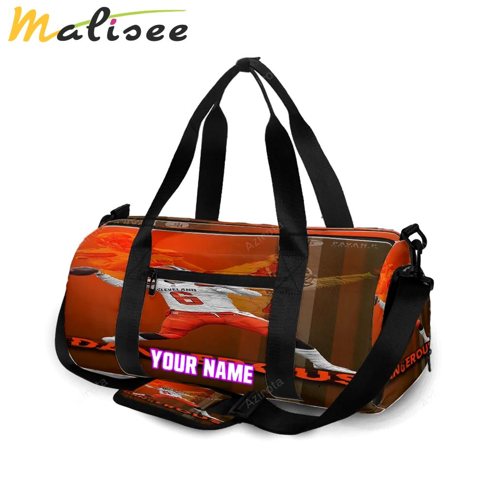 Cleveland browns baker mayfield 06 dan6erous personalized name travel bag gym bag 2151 Travel Bag