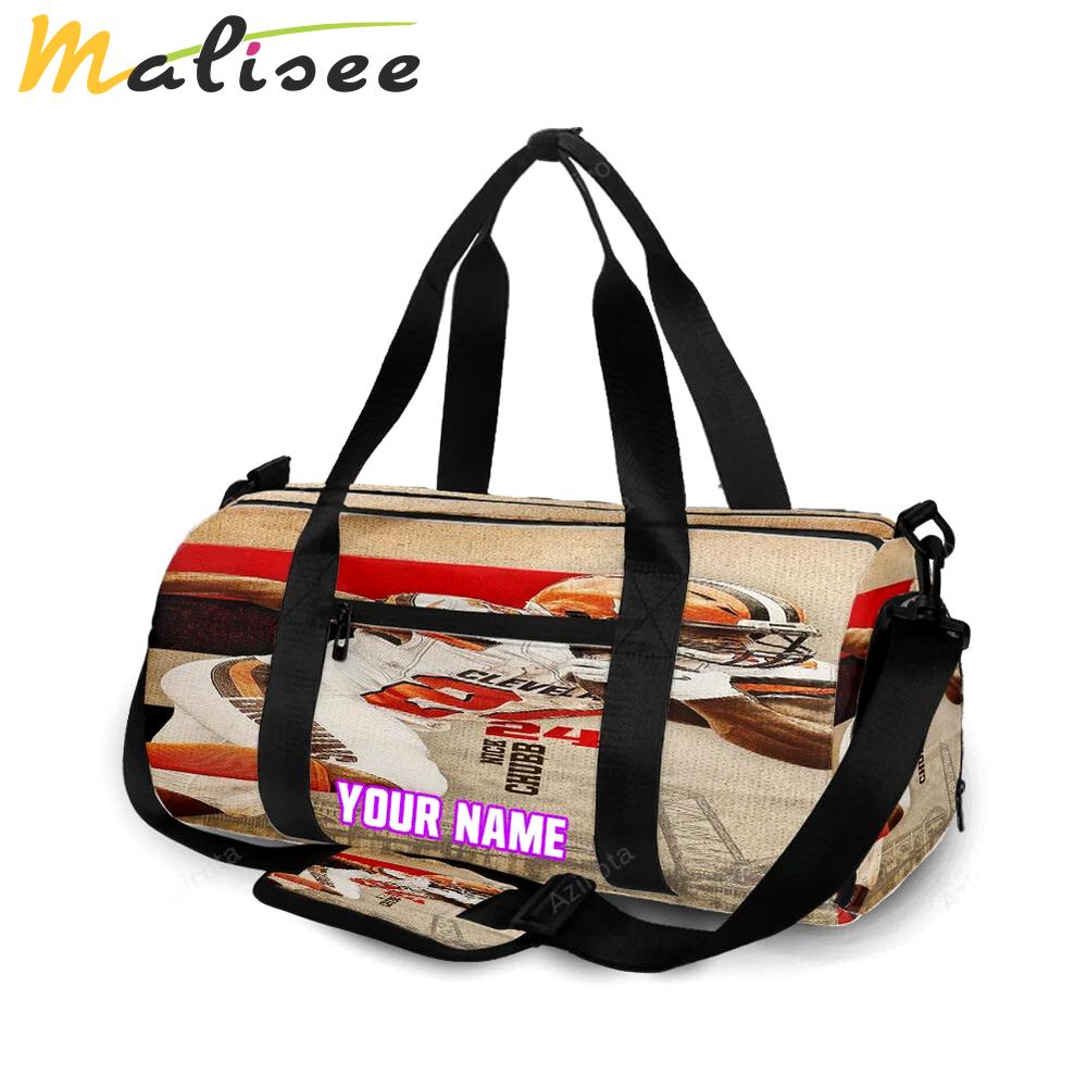 Cleveland browns nick chubb 24 personalized name travel bag gym bag 1245 Travel Bag