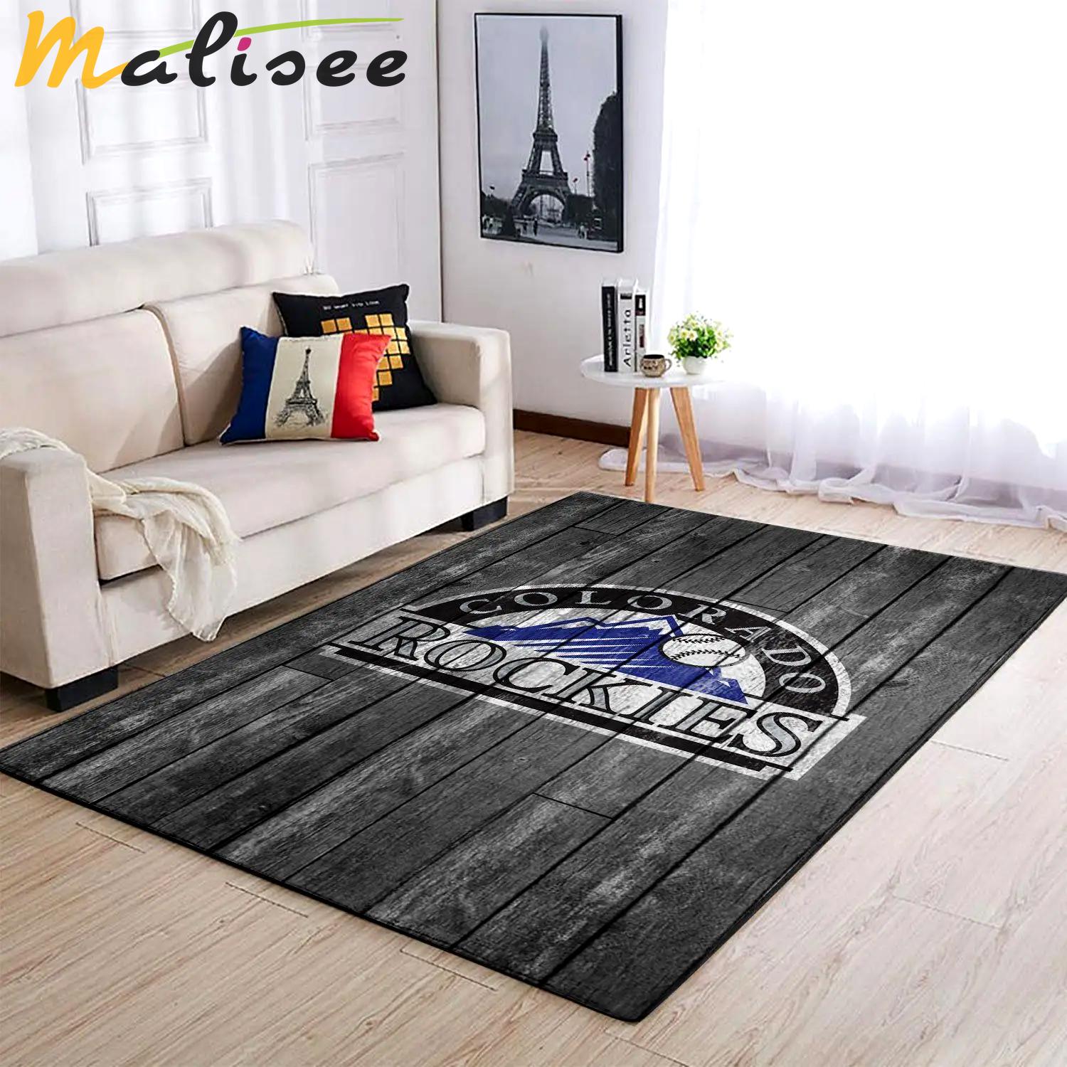 Colorado rockies wooden style mlb team logo area rug living room rug 4 Rectangle Rug