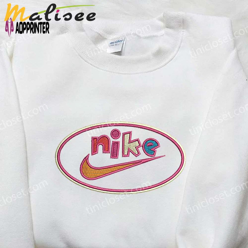 Colorful nike embroidered sweatshirt: best birthday gift idea with nike inspired embroidered shirt Embroidered Shirt