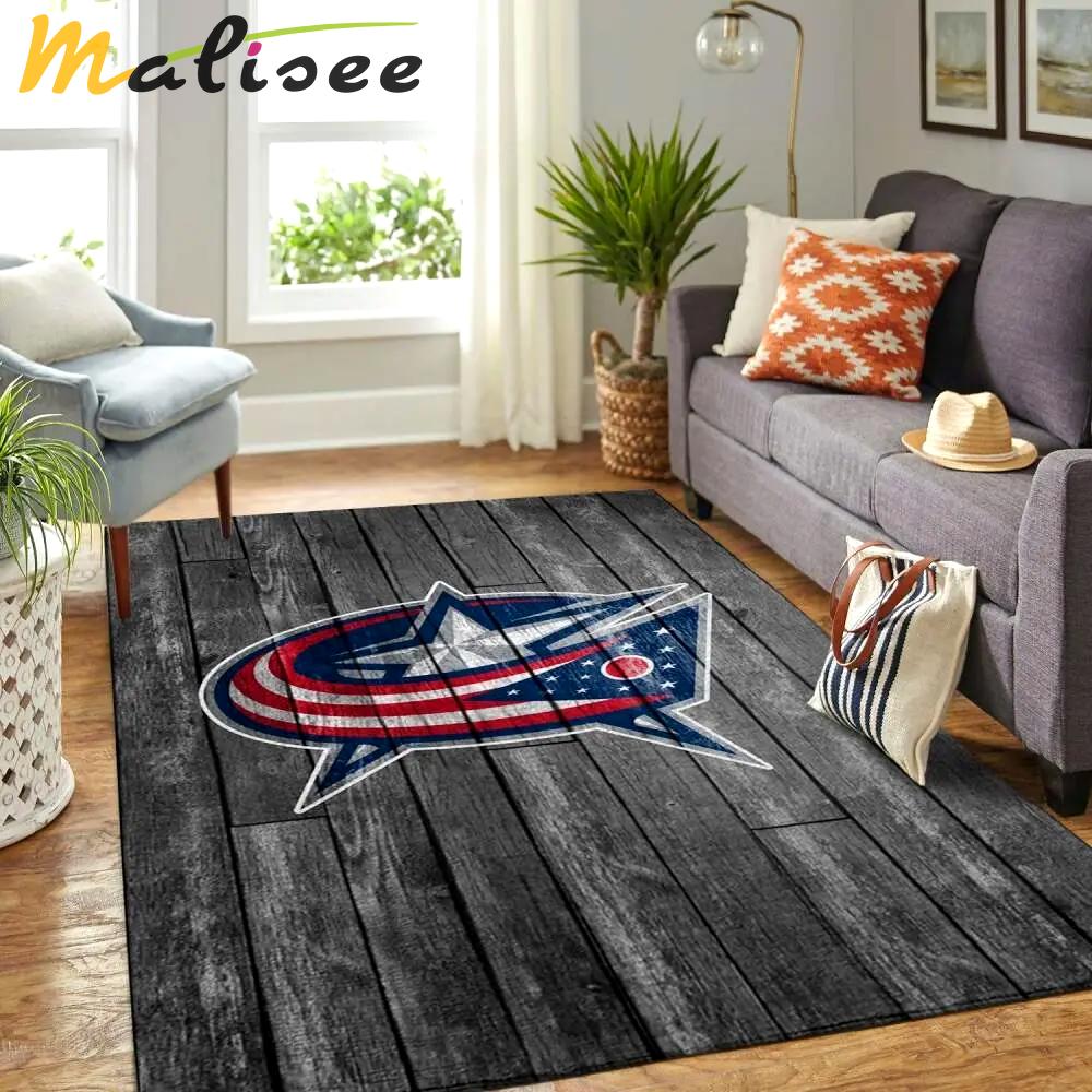 Columbus blue jackets nhl grey rugs wooden style living room regtangle carpet Rectangle Rug