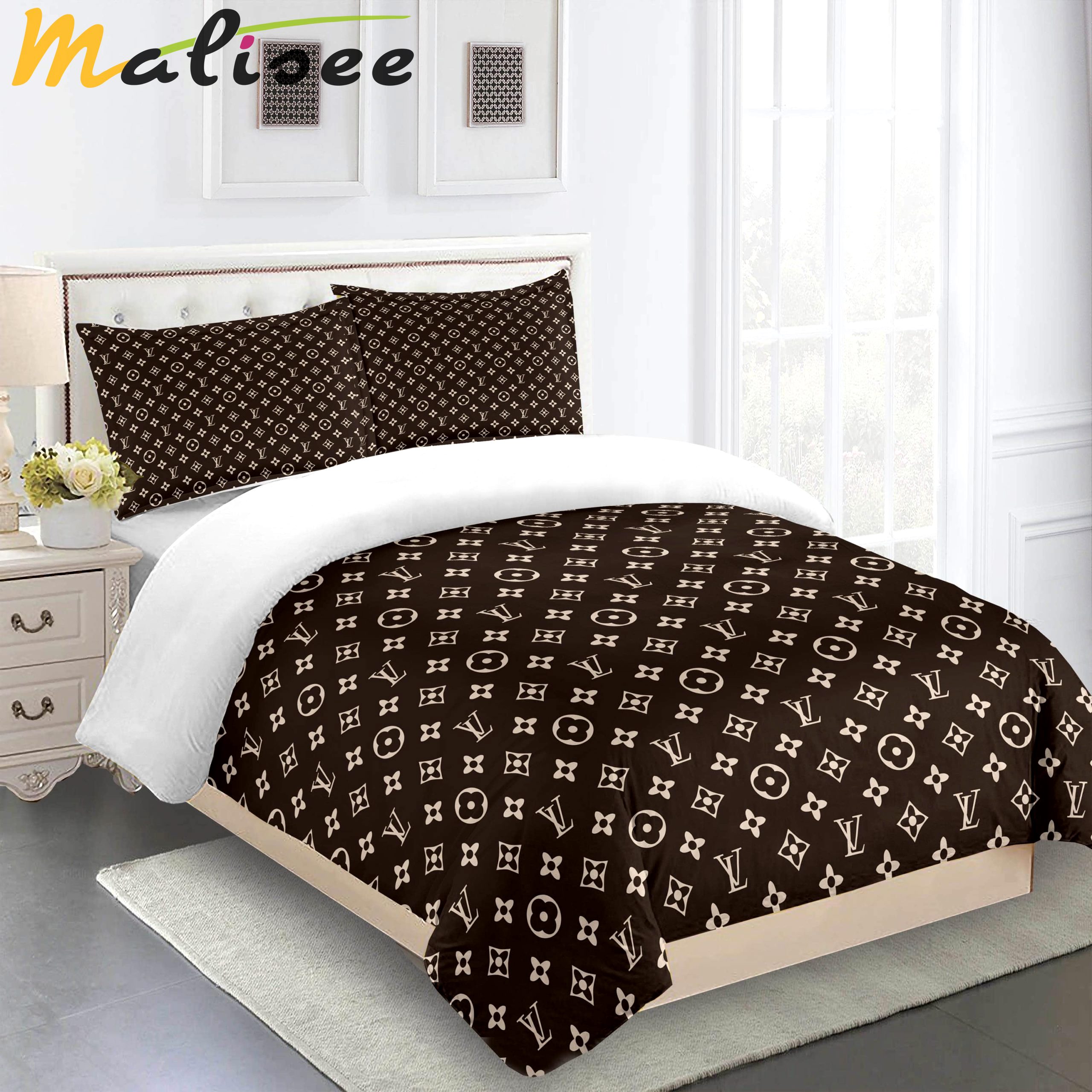 Comforter sets beige and black louis vuitton bedding set  home decoration Bedding Sets