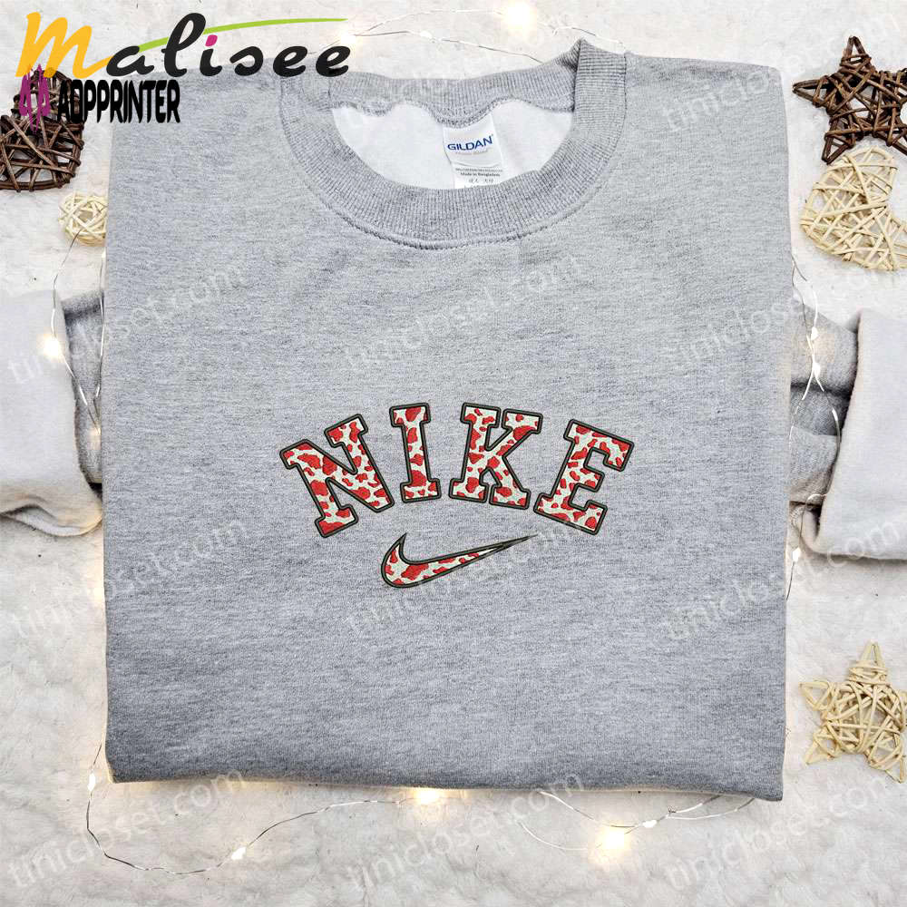 Cow pattern x nike embroidered shirt animal sweatshirt & custom hoodie – unique embroidered apparel Embroidered Shirt