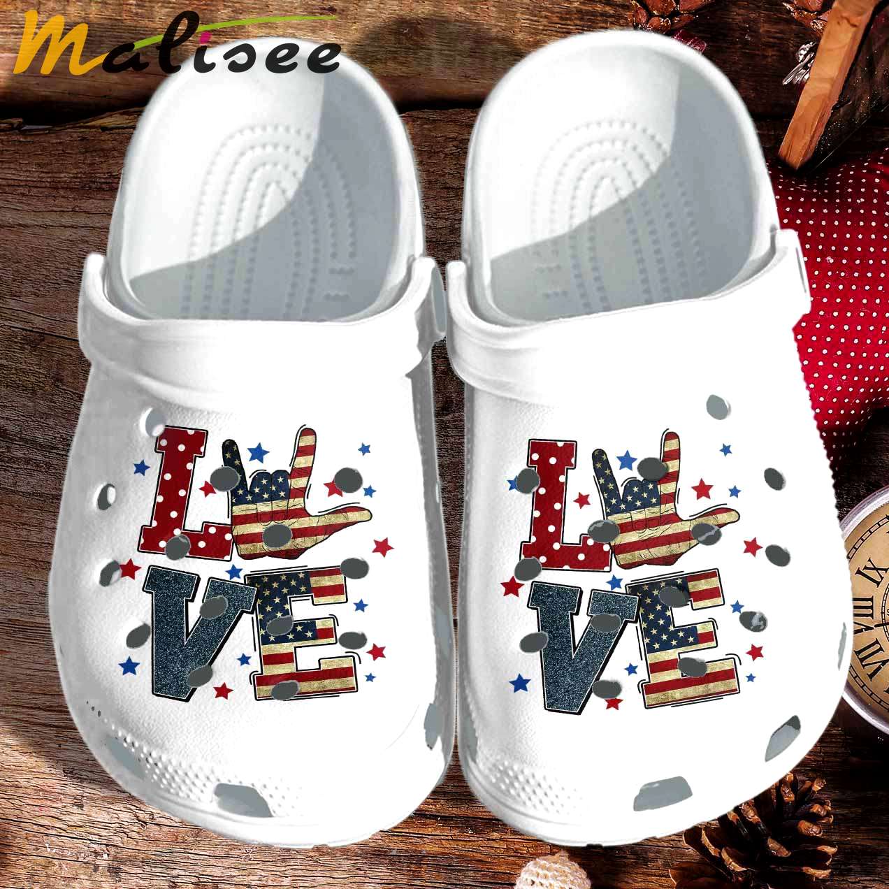 Crocs outfit - american flag love sign language 4th of july crocs crocband clogs - 22 Crocs Outfit