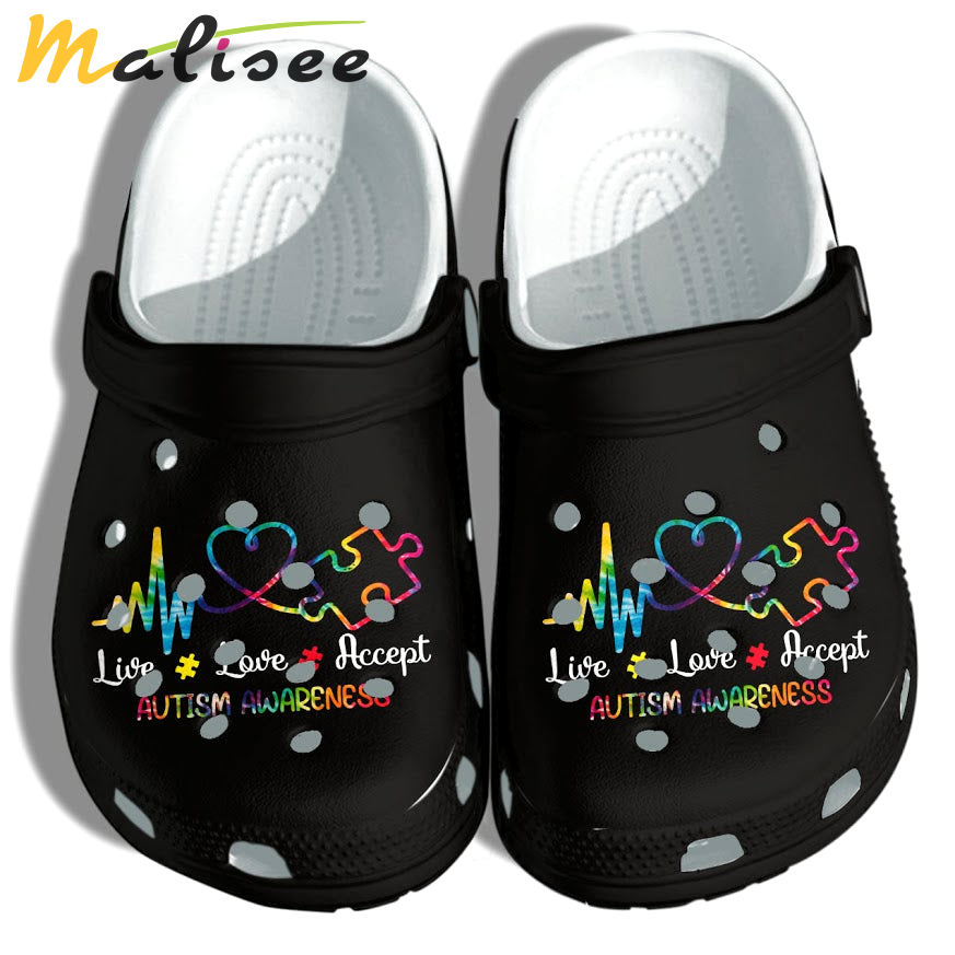 Crocs outfit - autism awareness crocs heartbeat live love accept crocband clog shoes for men women - 70 Crocs Outfit