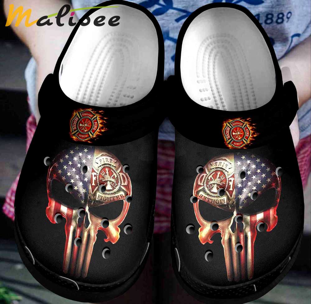Crocs outfit - firefighter american flag punisher skull crocs clogs crocband shoes - 697 Crocs Outfit