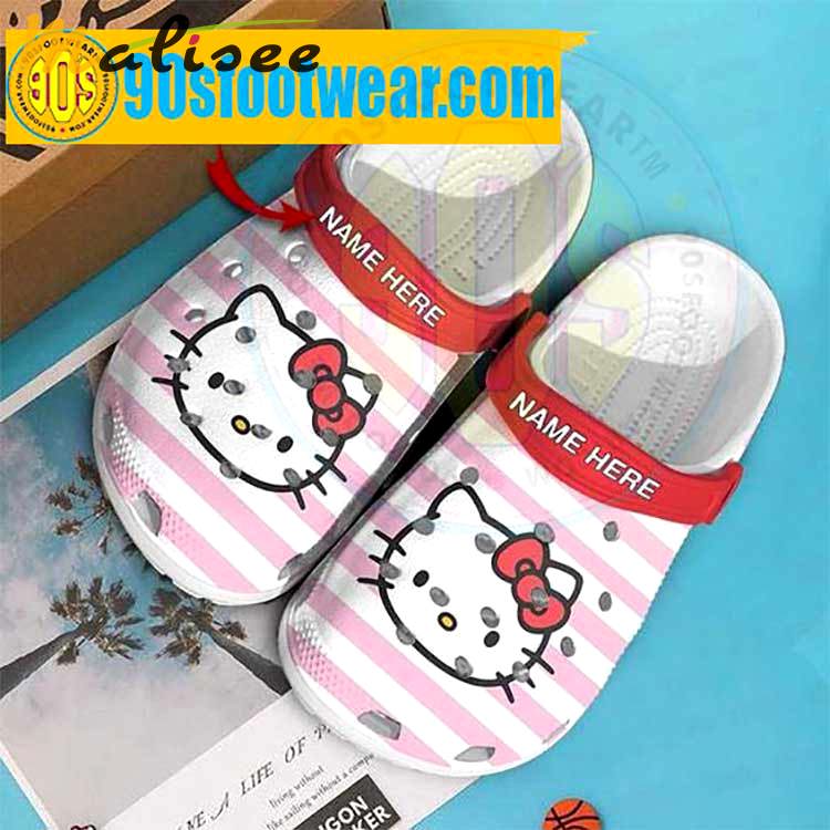 Crocs outfit - hello kitty personalized crocs – pink line pattern custom name crocband clog shoes - 1227 Crocs Outfit