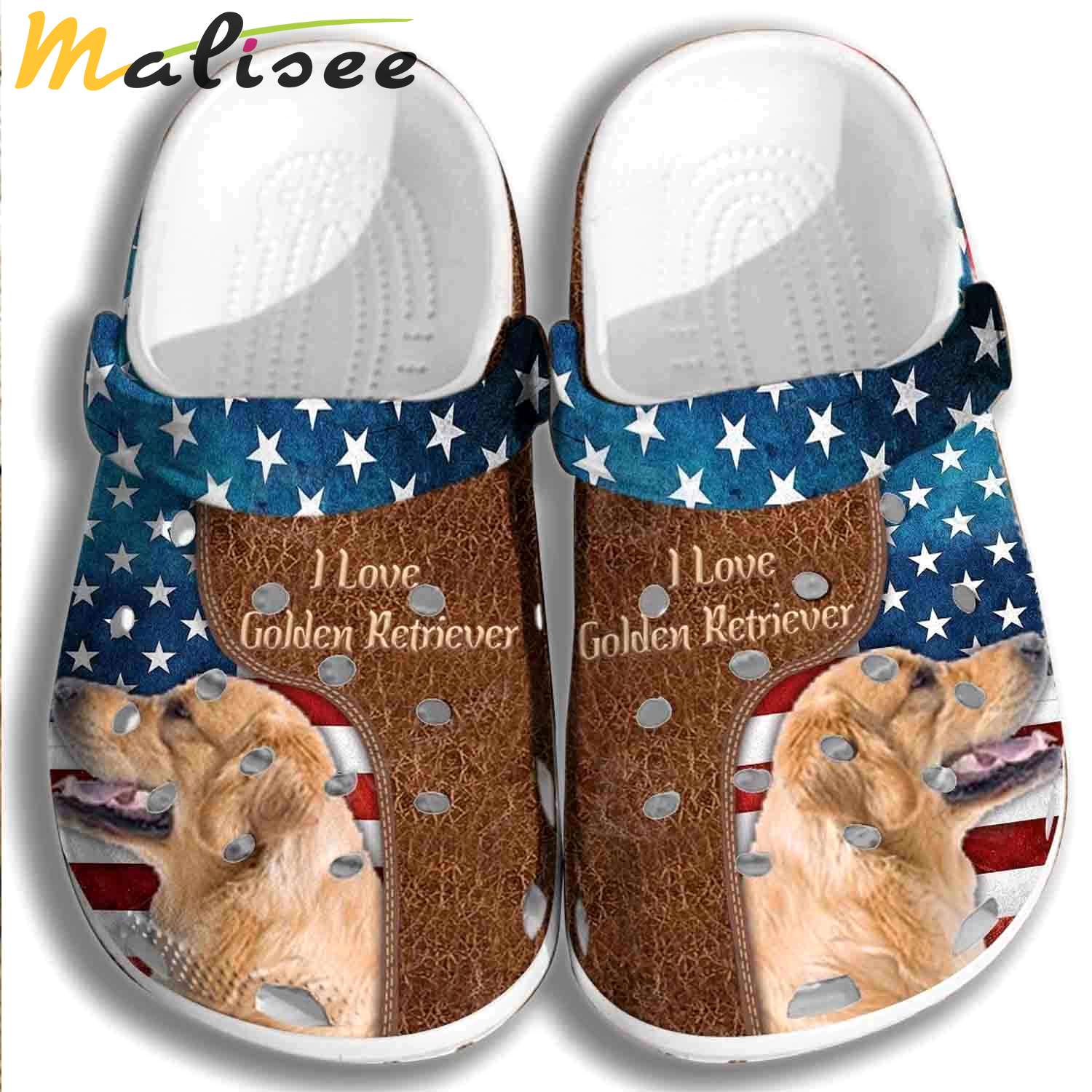 Crocs outfit - i love golden retriever dog usa flag 4th of july crocs crocband clogs - 1278 Crocs Outfit