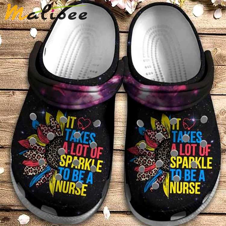 Crocs outfit - it takes a lot of sparkle to be a nurse leopard sunflower black crocs clogs shoes - 1287 Crocs Outfit
