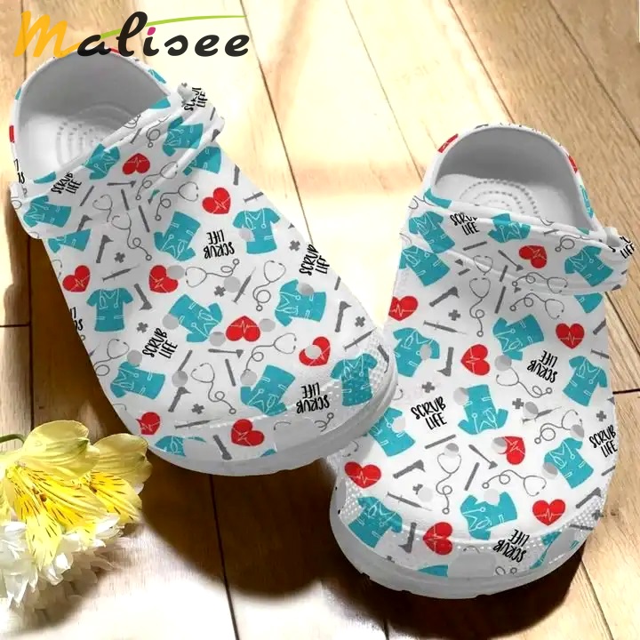 Crocs outfit - nurse scrub life nursing job symbols pattern crocs crocband clog shoes for men women - 1565 Crocs Outfit