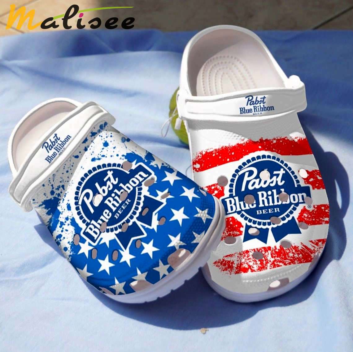 Crocs outfit - pabst blue ribbon beer usa flag color crocs clogs crocband shoes - 1594 Crocs Outfit
