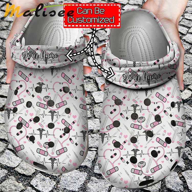 Crocs outfit - personalized cute pink stethoscope nurse clog crocs shoes - 1695 Crocs Outfit