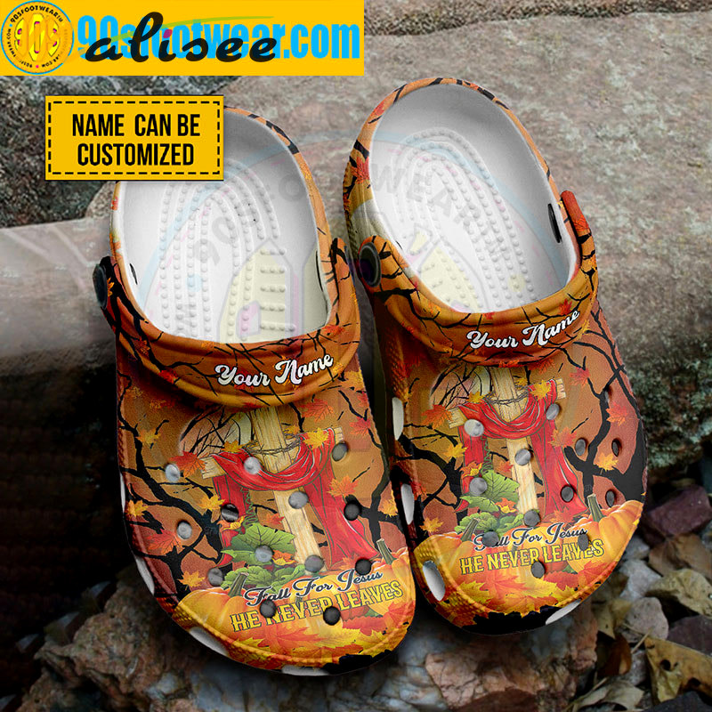 Crocs outfit - personalized thanksgiving crocs fall for jesus he never leaves classic clogs - 1849 Crocs Outfit