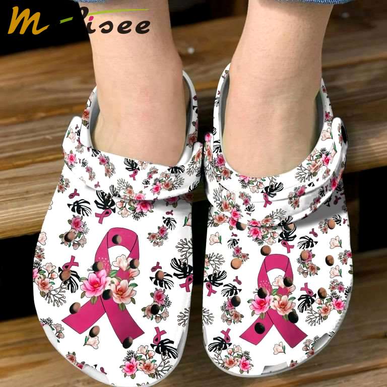 Crocs outfit - we wear pink breast cancer awareness floral crocs clogs crocband shoes - 2256 Crocs Outfit