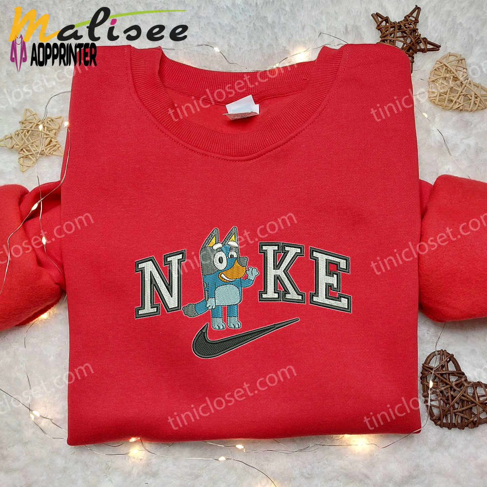 Custom bluey hi x nike embroidered shirt – unique stylish nike shirt Embroidered Shirt