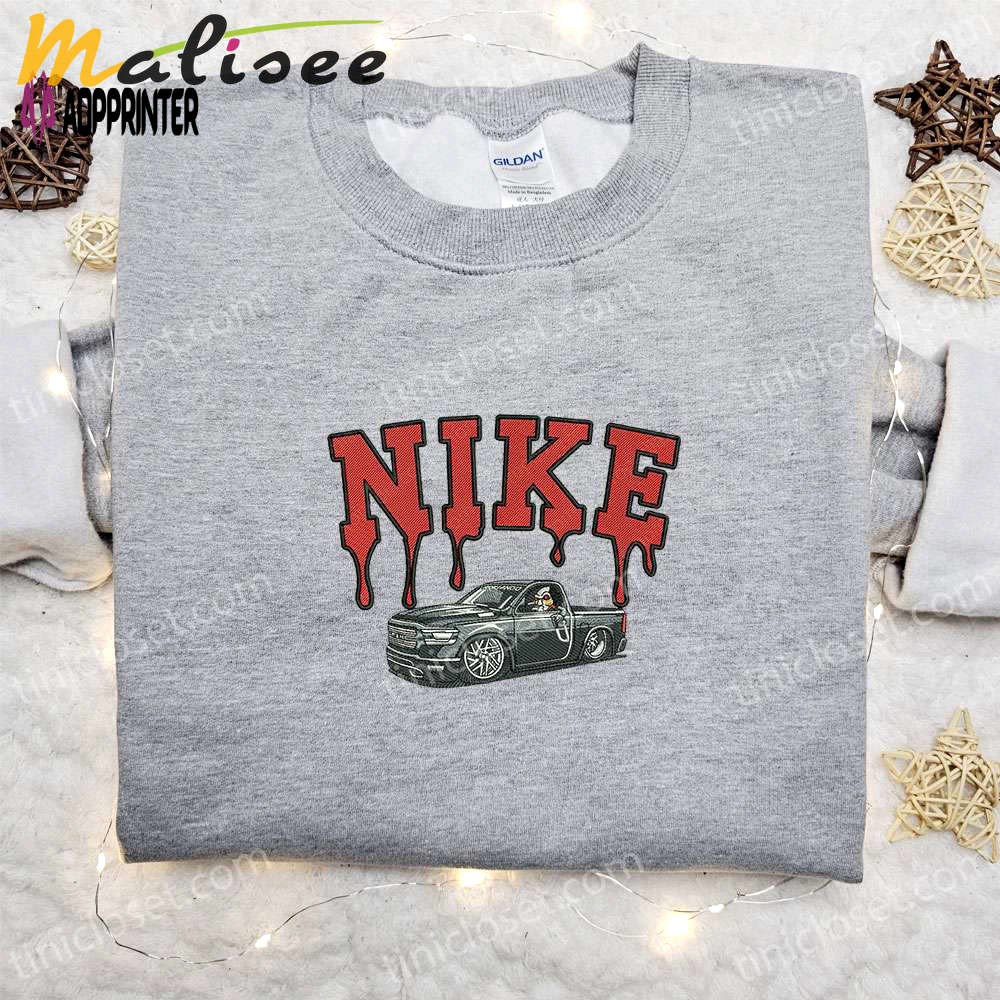 Custom leatherface truck x nike movie embroidered shirt – best halloween gift ideas Embroidered Shirt