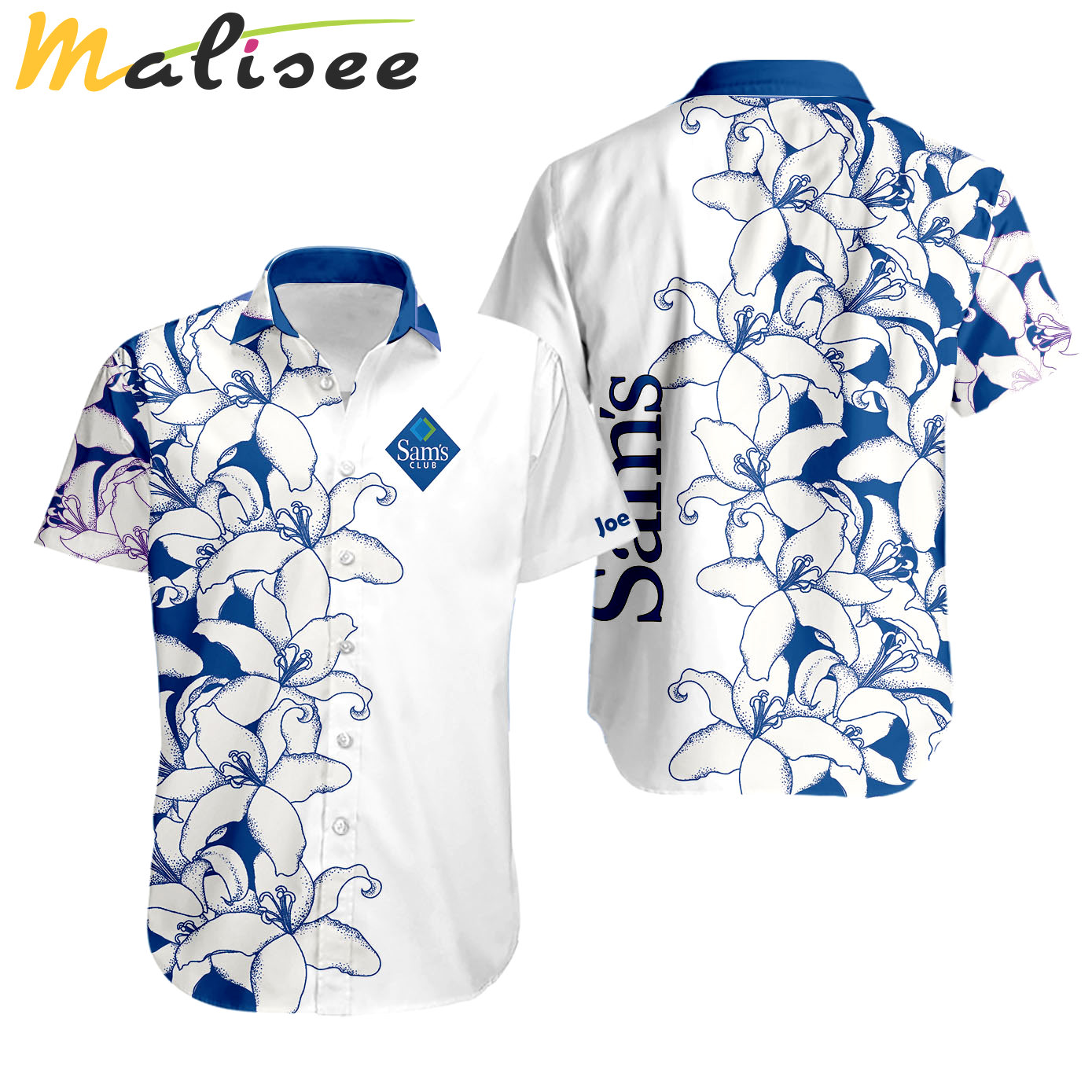 Custom name sam’s club flower brand logo 3d hawaiian shirt Hawaii Shirt Shorts & Flip Flops