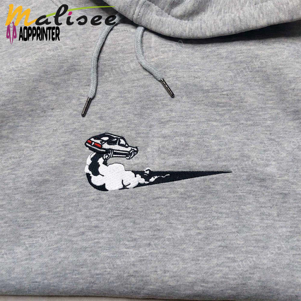 Custom nike racing car embroidered shirt: perfect men s gift with iconic logo Embroidered Shirt
