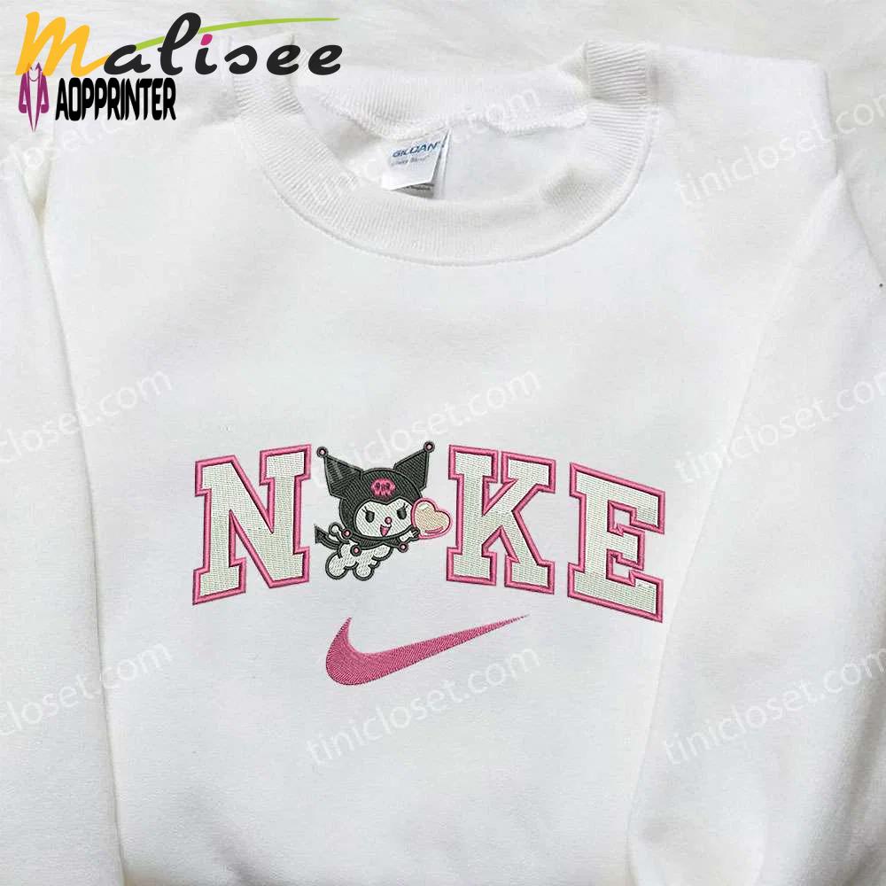 Custom nike x kuromi embroidered shirt – cartoon style unique design Embroidered Shirt