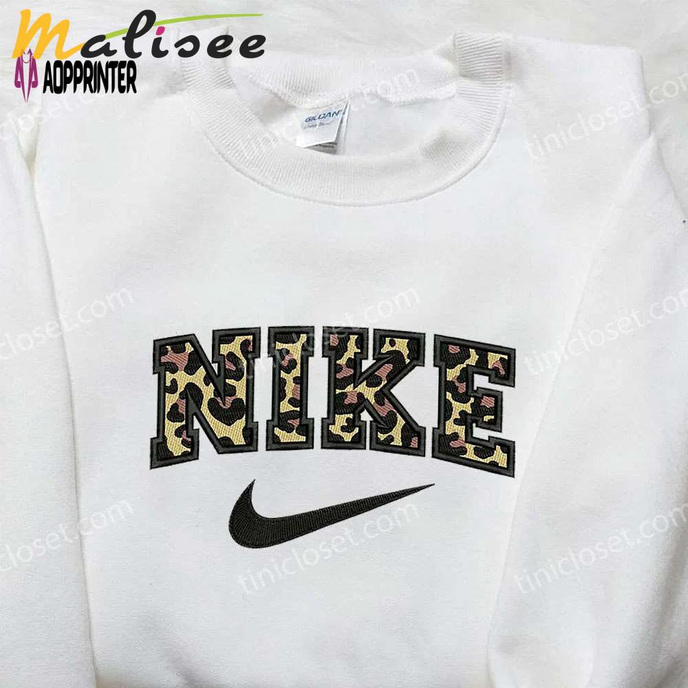 Custom nike x leopard embroidered shirt: best family gifts Embroidered Shirt