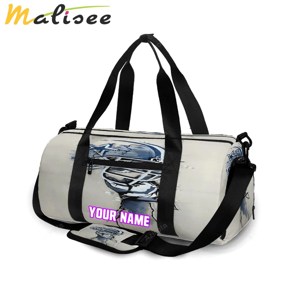 Dallas cowboys hand holding helmet personalized name travel bag gym bag 1629 Travel Bag