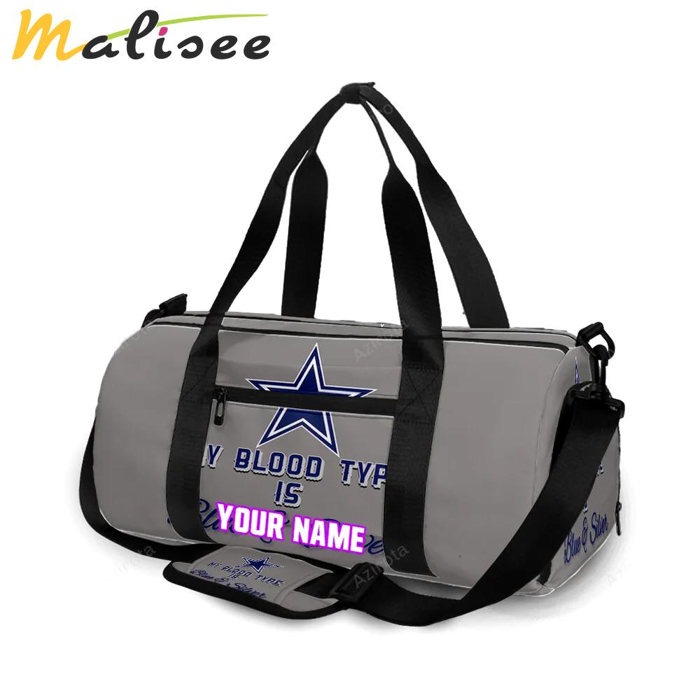Dallas cowboys my blood type personalized name travel bag gym bag 145 Travel Bag