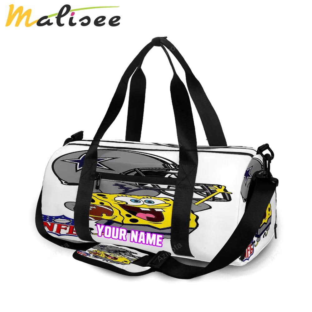 Dallas cowboys spongebob jumping personalized name travel bag gym bag 872 Travel Bag
