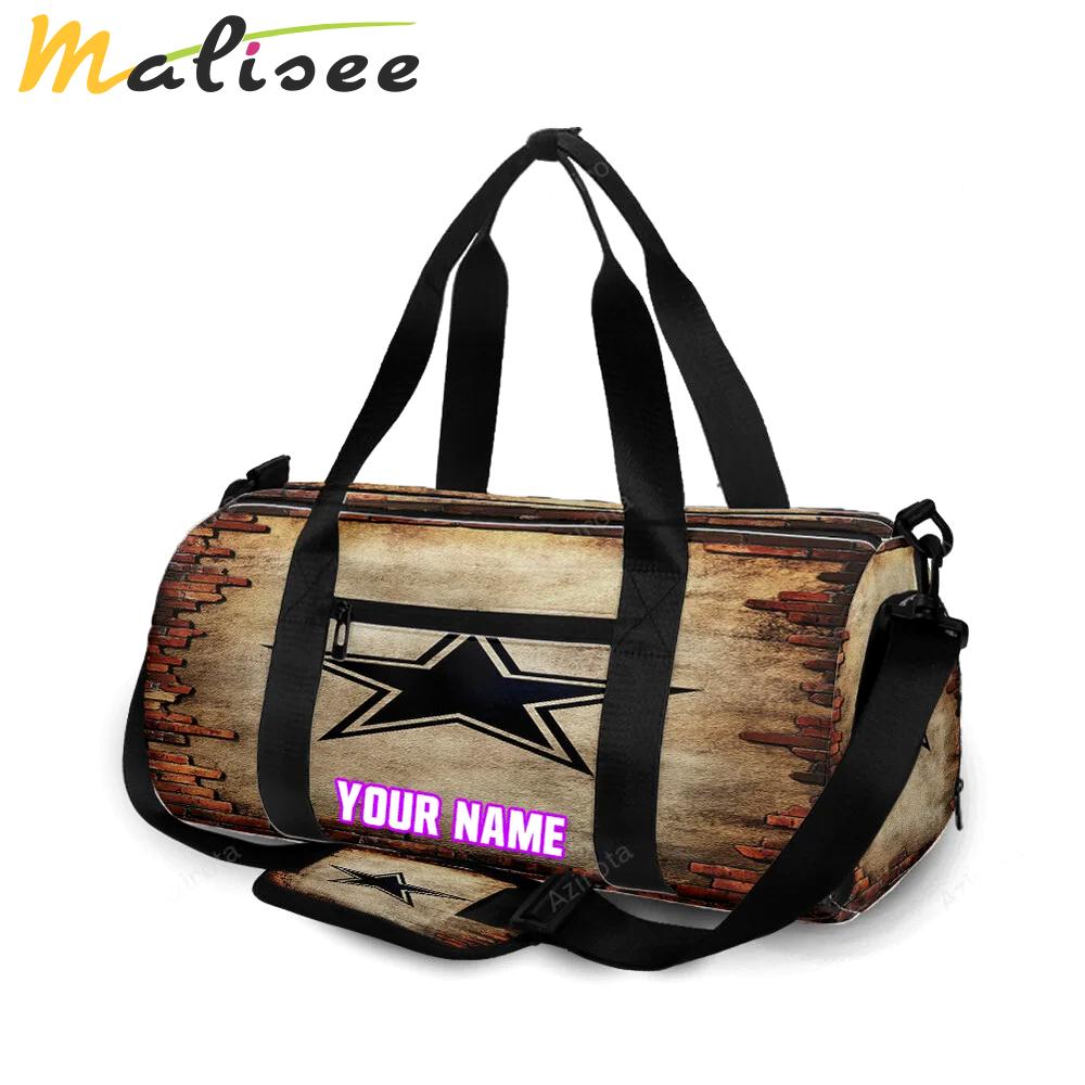 Dallas cowboys star brick wall personalized name travel bag gym bag 2169 Travel Bag